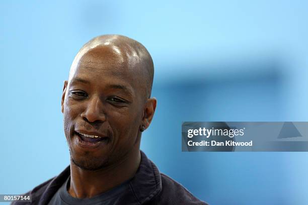 Former Arsenal and England Footballer Ian Wright promotes a new scheme 'Fitter Kids' to encourage children to be healthier, at Edmonton Leisure...