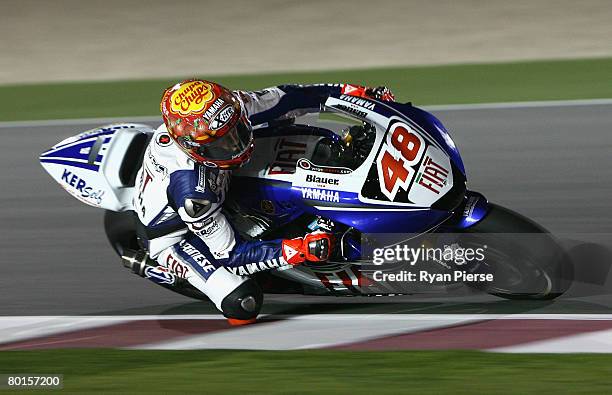 Jorge Lorenzo of Spain and Fiat Yamaha Team in action during practice for the Motorcycle Grand Prix of Qatar, round one of the MotoGP World...