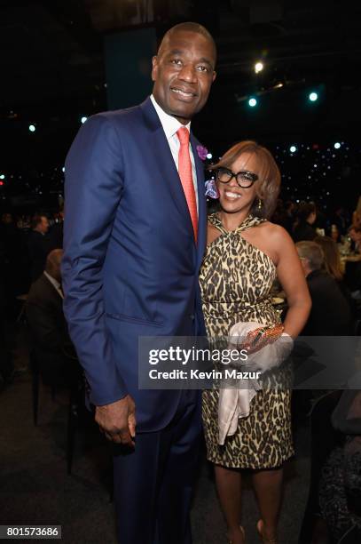 Former NBA player Dikembe Mutombo and Gayle King attend the 2017 NBA Awards Live on TNT on June 26, 2017 in New York, New York. 27111_002