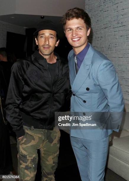 Actors Adrien Brody and Ansel Elgort attend the screening after party for "Baby Driver" hosted by TriStar Pictures with The Cinema Society and Avion...