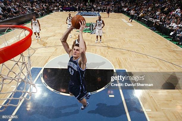 Andrei Kirilenko of the Utah Jazz goes up for the shot during the NBA game against the Minnesota Timberwolves on February 26, 2008 at the Target...