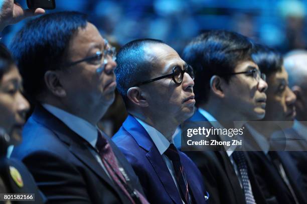 Richard Li Tzar Kai, son of Chinese entrepreneur, Billionaire Li Ka-shing, attends the graduation ceremony of Shantou University on June 27, 2017 in...