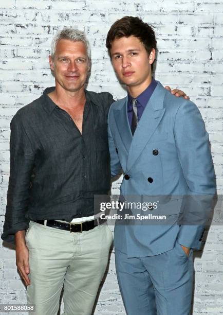 Film director Neil Burger and actor Ansel Elgort attend the screening after party for "Baby Driver" hosted by TriStar Pictures with The Cinema...