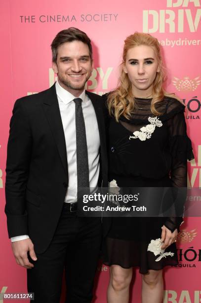 Evan Jonigkeit and Zosia Mamet attend a screening of "Baby Driver" hosted by TriStar Pictures and The Cinema Society at The Metrograph on June 26,...