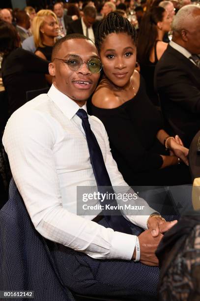 Player Russell Westbrook and Nina Earl attend the 2017 NBA Awards Live on TNT on June 26, 2017 in New York, New York. 27111_002