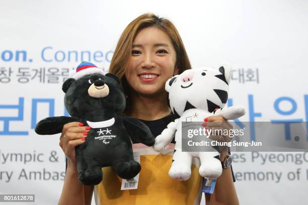 Golfer Bo-Mee Lee attends the appointed honorary ambassador ceremony on June 27, 2017 in Seoul, South Korea. Golfer Bo-Mee Lee is appointed honorary...