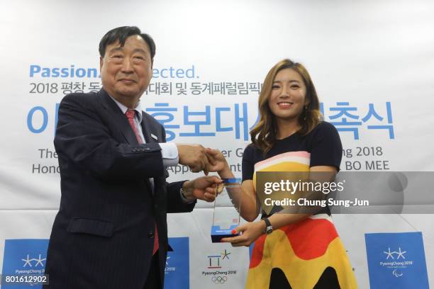 President of the PyeongChang Organizing Committee for the 2018 Olympic , Lee Hee-Beom and golfer Bo-Mee Lee attends the appointed honorary ambassador...