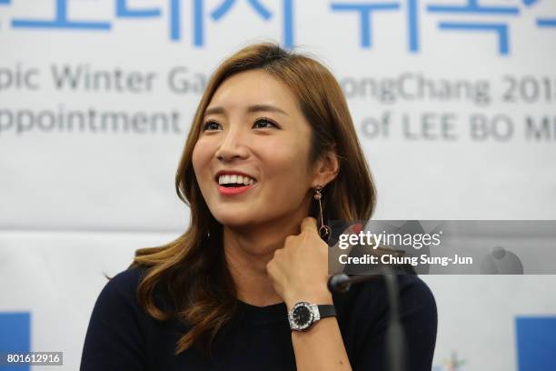 Golfer Bo-Mee Lee attends the appointed honorary ambassador ceremony on June 27, 2017 in Seoul, South Korea. Golfer Bo-Mee Lee is appointed honorary...