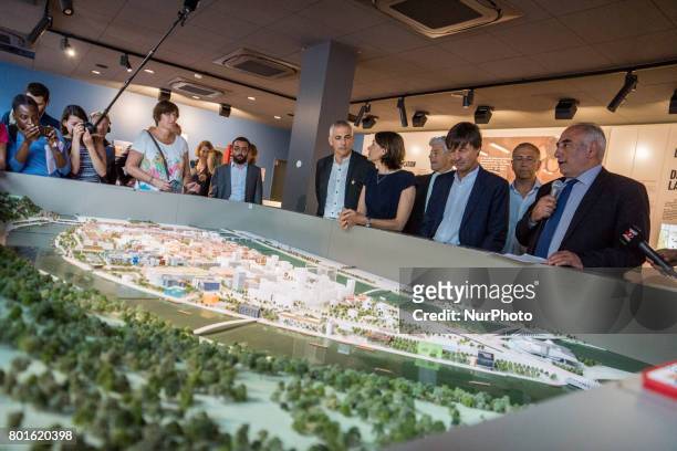 The first Deputy mayor of Lyon, Georges Kepenekian and visit of French Minister of Ecological and Inclusive Transition Nicolas Hulot visit the new...