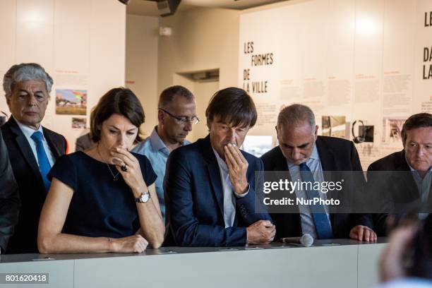 French Minister of Ecological and Inclusive Transition Nicolas Hulot visits the new district of Confluence in Lyon on June 26, 2017. -