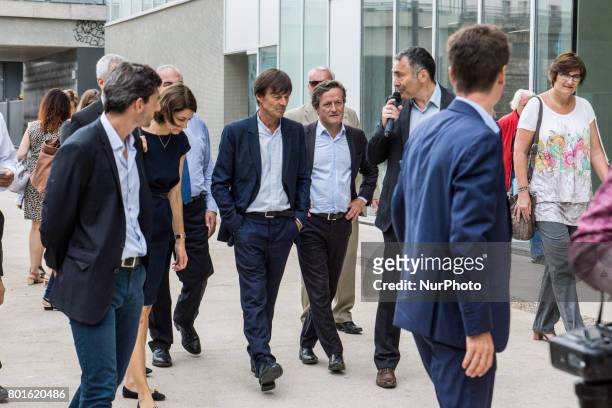French Minister of Ecological and Inclusive Transition Nicolas Hulot visits the new district of Confluence in Lyon on June 26, 2017.