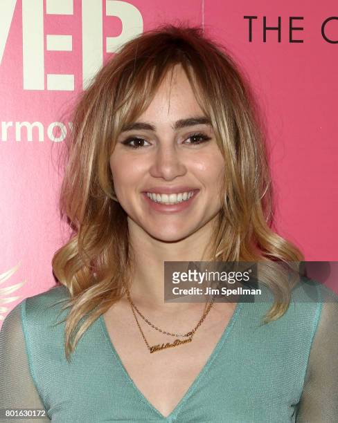Actress Suki Waterhouse attends the screening of "Baby Driver" hosted by TriStar Pictures with The Cinema Society and Avion at The Metrograph on June...