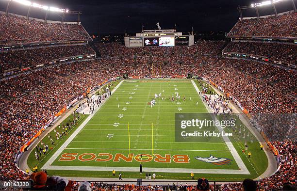 General view of the crowd of 76,691 at Invesco Field during the game between the Oakland Raiders and Denver Broncos in Denver, Colorado on October...