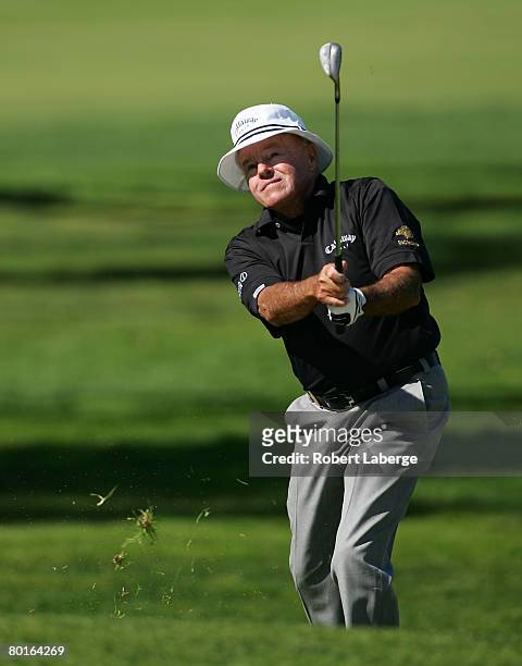 Jim Colbert makes a shot out of the rough during the first round of the PGA Champions Tour Toshiba Classic on March 7, 2008 at the Newport Beach...