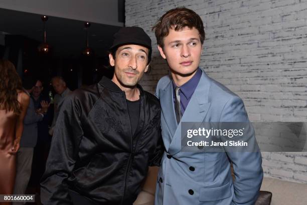 Adrien Brody and Ansel Elgort attend TriStar Pictures with The Cinema Society & Avion host the after party for "Baby Driver" at The Crown at Hotel 50...