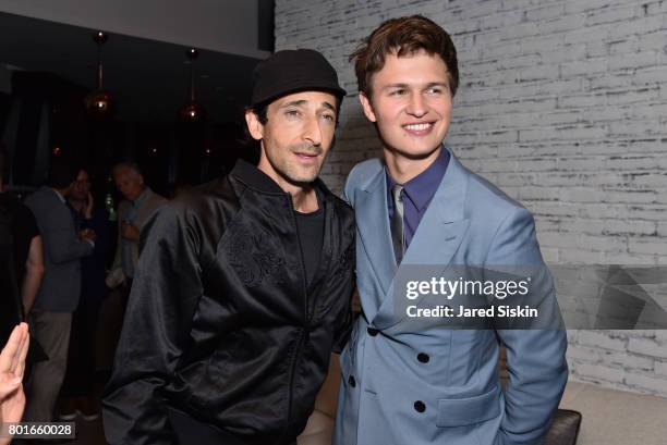 Adrien Brody and Ansel Elgort attend TriStar Pictures with The Cinema Society & Avion host the after party for "Baby Driver" at The Crown at Hotel 50...