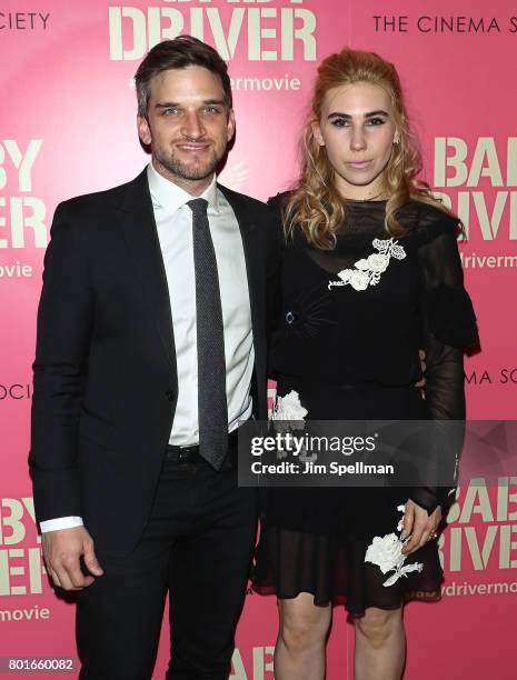 Actors Evan Jonigkeit and Zosia Mamet attend the screening of "Baby Driver" hosted by TriStar Pictures with The Cinema Society and Avion at The...