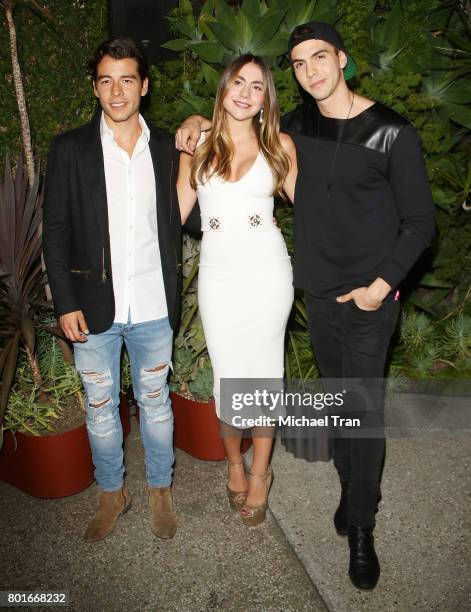 Manolo Gonzalez-Ripoll Vergara, Claudia Vergara and Johann Vera attend the official Raze launch party held at Smogshoppe on June 26, 2017 in Los...