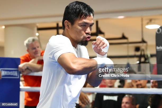 Manny Pacquiao during a training session at Lang Park PCYC on June 27, 2017 in Brisbane, Australia.