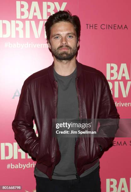 Actor Sebastian Stan attends the screening of "Baby Driver" hosted by TriStar Pictures with The Cinema Society and Avion at The Metrograph on June...