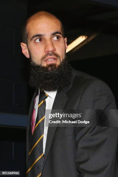 Bachar Houli of the Richmond Tigers arrives at the AFL tribunal on June 27, 2017 in Melbourne, Australia.