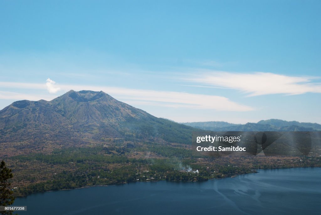 Volcano and lake Batur Etna in Bali