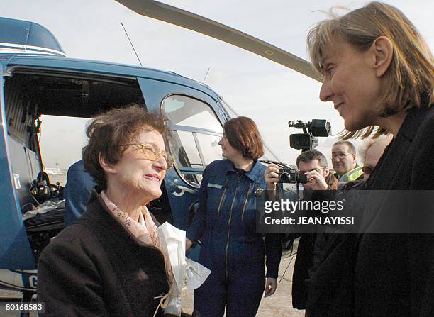 French junior minister for Solidarity Valerie Letard meets with the first french women general, Valerie Andre, during an event organized as part of...