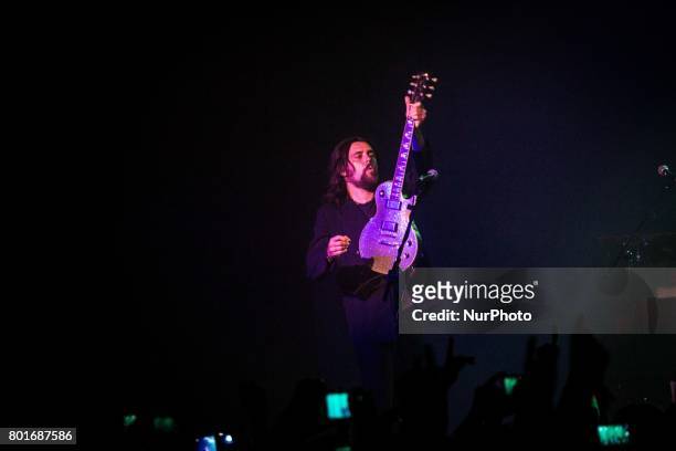 Damon Fox of the british rock band The Cult pictured on stage as they perform at Alcatraz in Milan, Italy on June 26. It's the only Italian date.