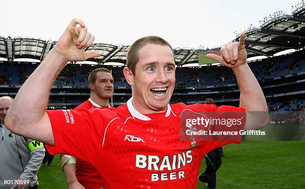 Shane Williams of Wales celebrates victory after the RBS 6 Nations match between Ireland and Wales at Croke Park on March 8, 2008 in Dublin, Ireland.