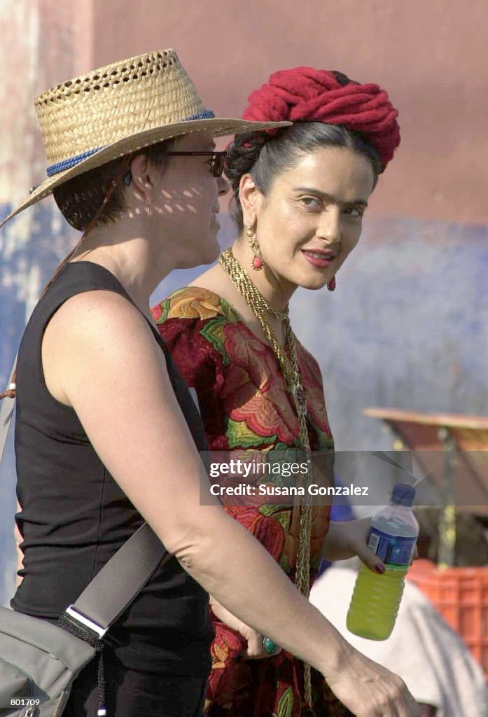 Salma Hayek On The Set Of the Film "Frida Kahlo"