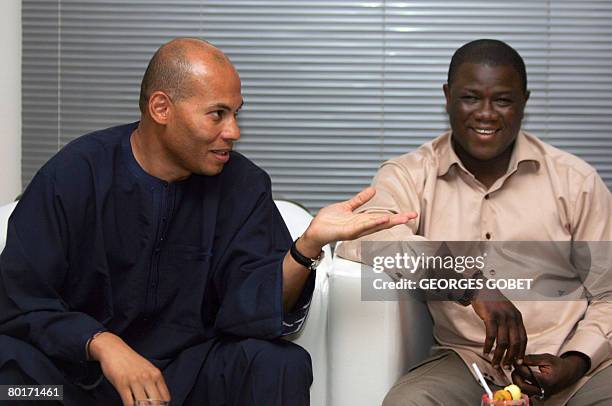 Karim Wade , son of Senegalese president Abdoulaye Wade and president of ANOCI and Abdoulaye Balde, excecutive secretary of ANOCI give a press...