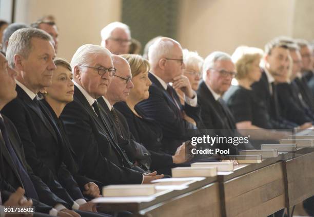 German President Frank-Walter Steinmeier , Bundestag President Norbert Lammert and German Chancellor Angela Merkel, who is also chairwoman of the...