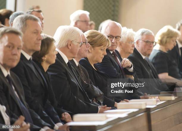 German President Frank-Walter Steinmeier , Bundestag President Norbert Lammert and German Chancellor Angela Merkel, who is also chairwoman of the...