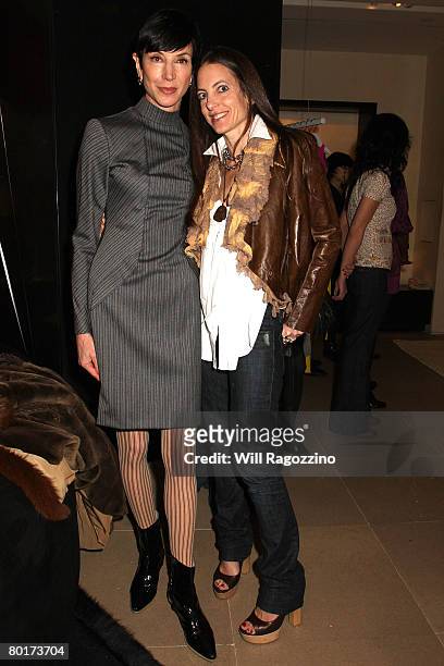 Socialite Amy Fine Collins and designer Bonnie Young attend the Bonnie Young 2008 Spring Trunk Show at the Donna Karan Collection Boutique March 8,...