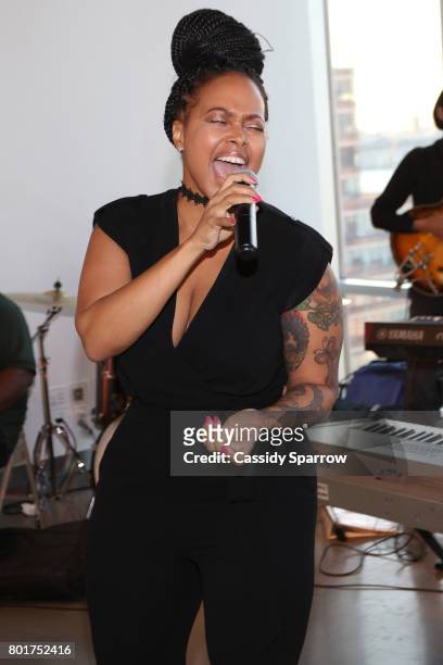 Chrisette Michele attends the Academy Charter School Art Auction Fundraiser at The Glasshouses on June 26, 2017 in New York City.