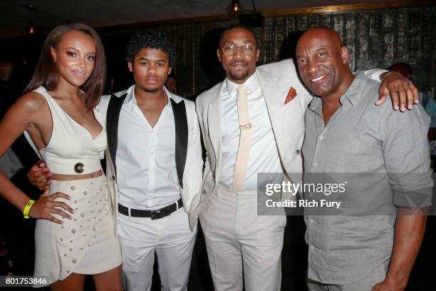 Actors Reign Edwards, Isaiah John, Malcolm Mays and Co-Creator/Executive Producer/Director/Writer John Singleton attend the after party for the...