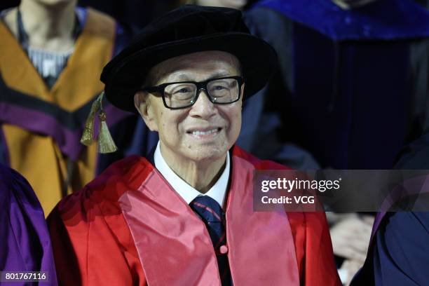 Chinese entrepreneur Li Ka-shing attends the graduation ceremony of Shantou University on June 27, 2017 in Shantou, Guangdong Province of China. As...