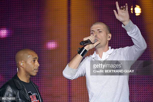 French hip hop band Iam leaders Akhenaton and Shurik'N perform during the 23rd Victoires de la Musique annual ceremony, France's top music award, on...