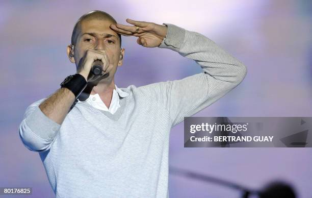 French hip hop band Iam leaders Akhenaton performs during the 23rd Victoires de la Musique annual ceremony, France's top music award, on March 8,...