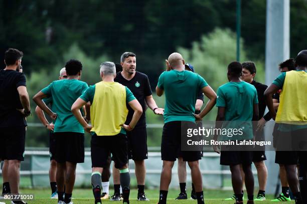 Oscar Garcia of Saint Etienne and players during Press conference and training session of AS Saint-Etienne on June 26, 2017 in Saint-Etienne, France.