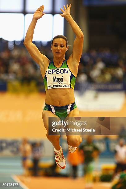 Maurren Higa Maggi of Brazil competes in the Womens Long Jump Final during the 12th IAAF World Indoor Championships at the Palau Lluis Puig on March...