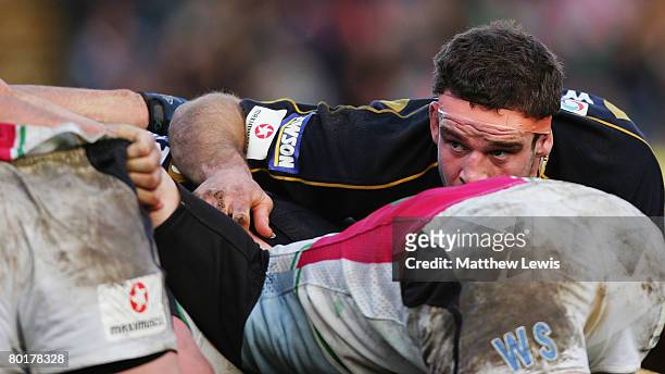 Joe Worsley of Wasps in action during the Guinness Premiership match between London Wasps and Harlequins at Adams Park on March 09, 2008 in High...