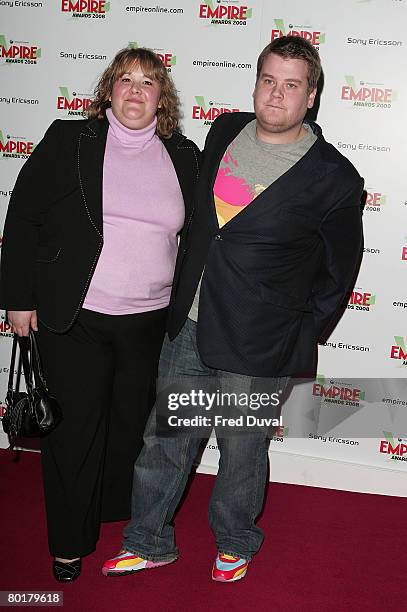 James Corden and guest attend the Sony Ericsson Empire Awards at the Grosvenor House Hotel on March 9, 2008 in London, England.