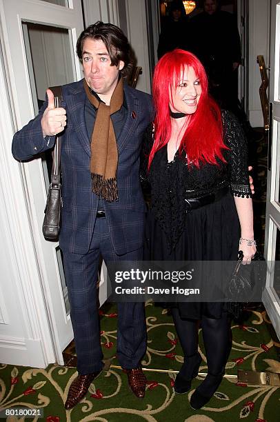 Presenter Jonathan Ross and writer Jane Goldman attend a drinks reception prior to the Sony Ericsson Empire Awards 2008 at the Grosvenor House Hotel...