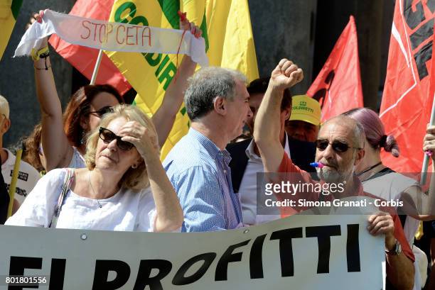 Loredana De Preti of Sinistra Italiana during the Protest in Rome in front of the Pantheon against CETA, on June 27, 2017 in Rome, Italy. The...