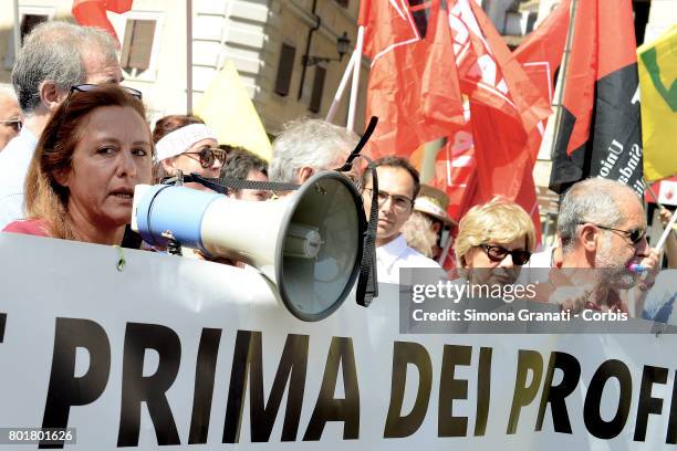 Elena Fattori of Five Stars Movement during the Protest in Rome in front of the Pantheon against CETA, on June 27, 2017 in Rome, Italy. The...