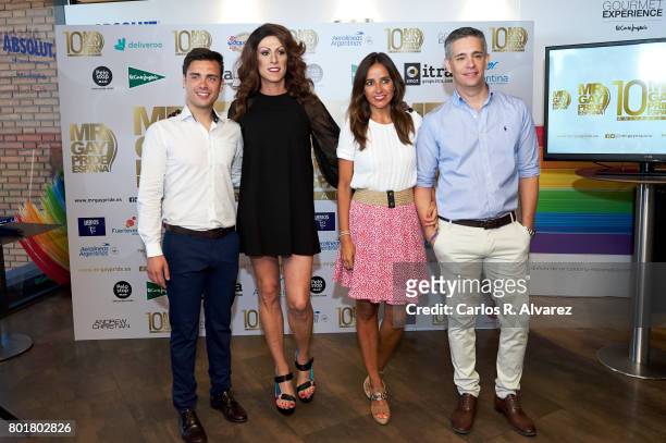 Nano Garcia, Deborah Ombres, Carmen Alcayde and Juan Martin Boll attend Mr Gay Pride Spain 2017 press conference at the El Corte Ingles Preciados...
