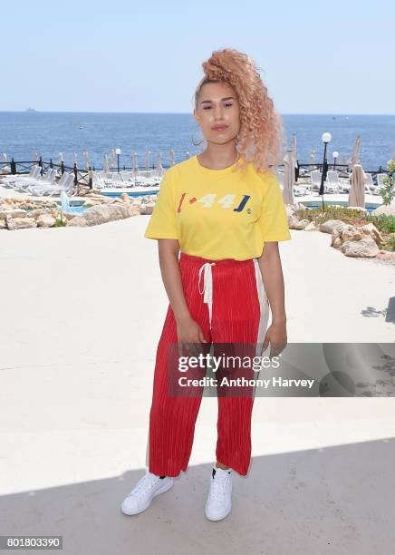 Raye attends the press conference ahead of the annual Isle of MTV Malta event at Radisson Blu Hotel on June 27, 2017 in St Julian's, Malta.