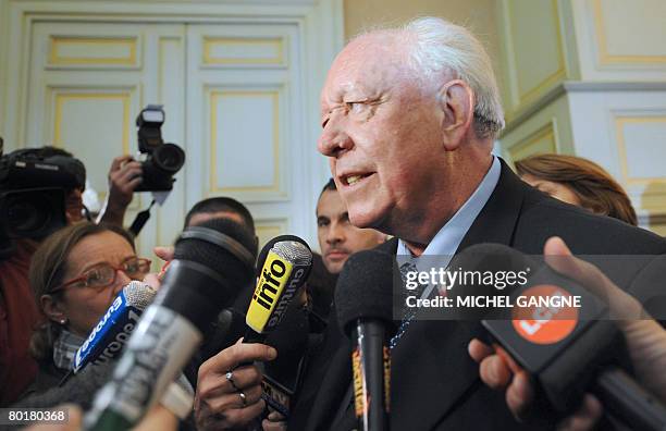 Marseille's mayor Jean-Claude Gaudin reacts after announcement of the French local elections' first round results in Marseille, on March 9, 2008....