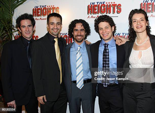 Andy Blankenbuehler, Lin-Manuel Miranda, Alex Lacamoire,Thomas Kail and Quiara Alegria Hudes attend the "In the Heights" Broadway Opening Night After...